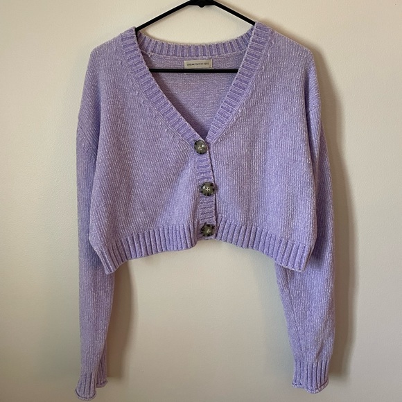 Urban Outfitters Sweaters - Urban Outfitters Cropped Chenille Cardigan - Women’s Large, Light Purple